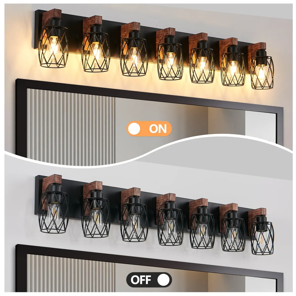 Cage wall sconce, 7 lights, walnut, manufacturer image 2