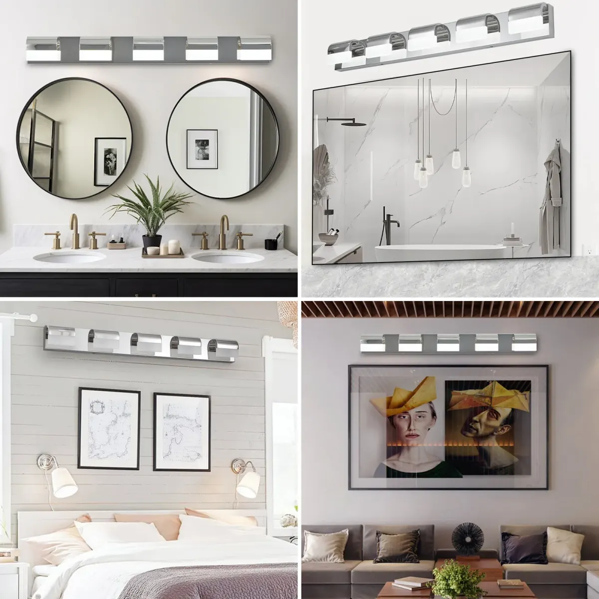 LED vanity bar, 5 lights, chrome, view 4