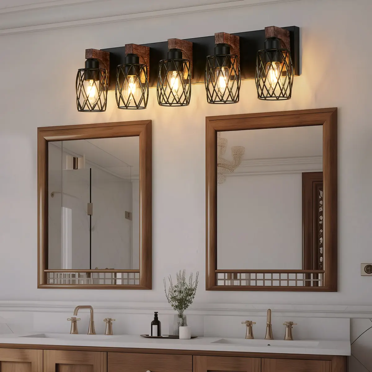 Cage wall sconce, 5 lights, walnut, view 4