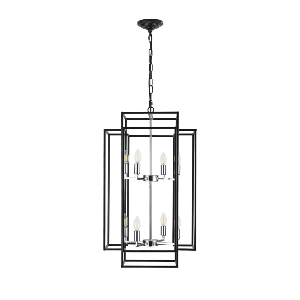 Geometric pendant chandelier, chrome