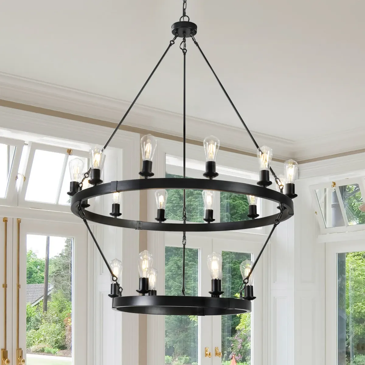 Chandelier, 40.2 in, black