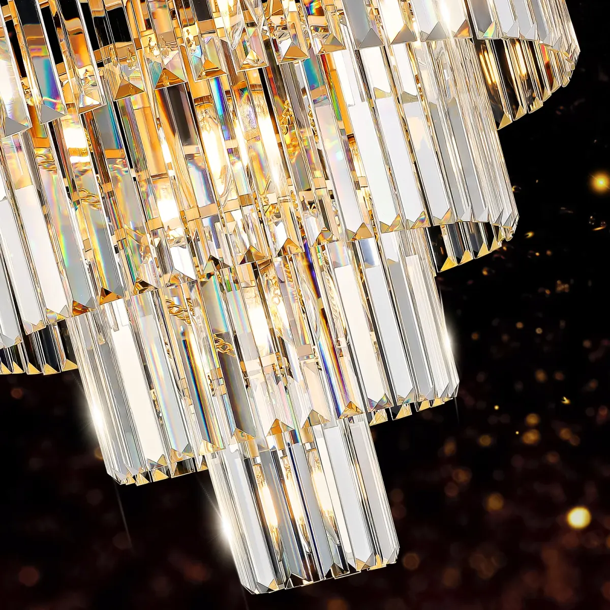 Crystal chandelier, 23.6 in, gold (L005006-D600-P15G), manufacturer image 2