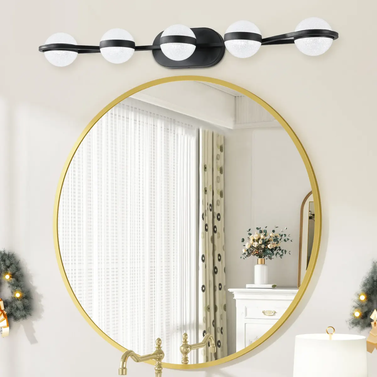 Acrylic crystal vanity bar, 35.4 in, black, view 3