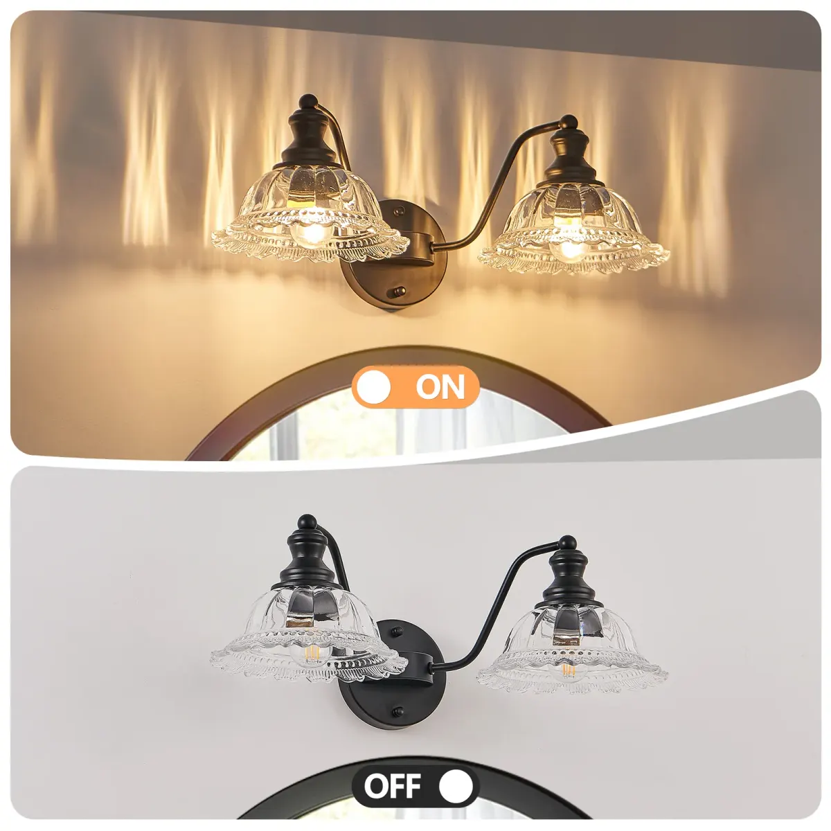 2-light vanity light, black, view 7