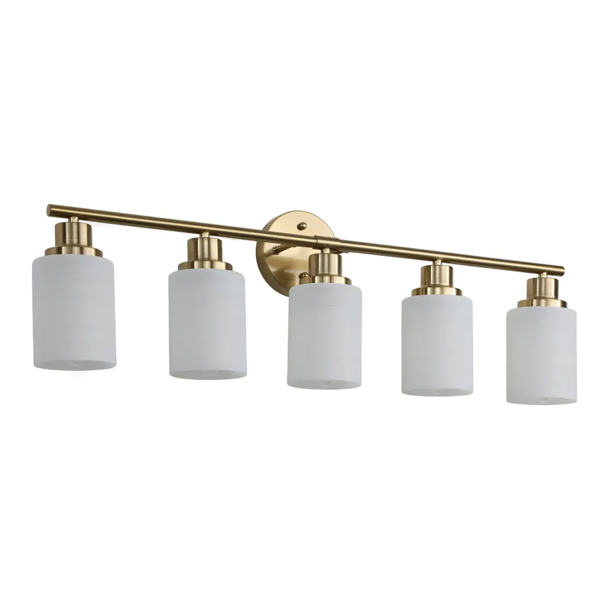 Frosted glass vanity sconce, 5 lights, copper tone, view 6