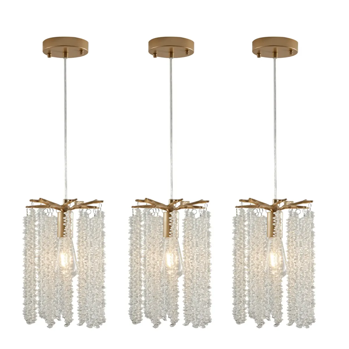 Crystal chandelier, 7.9 in, gold, view 8