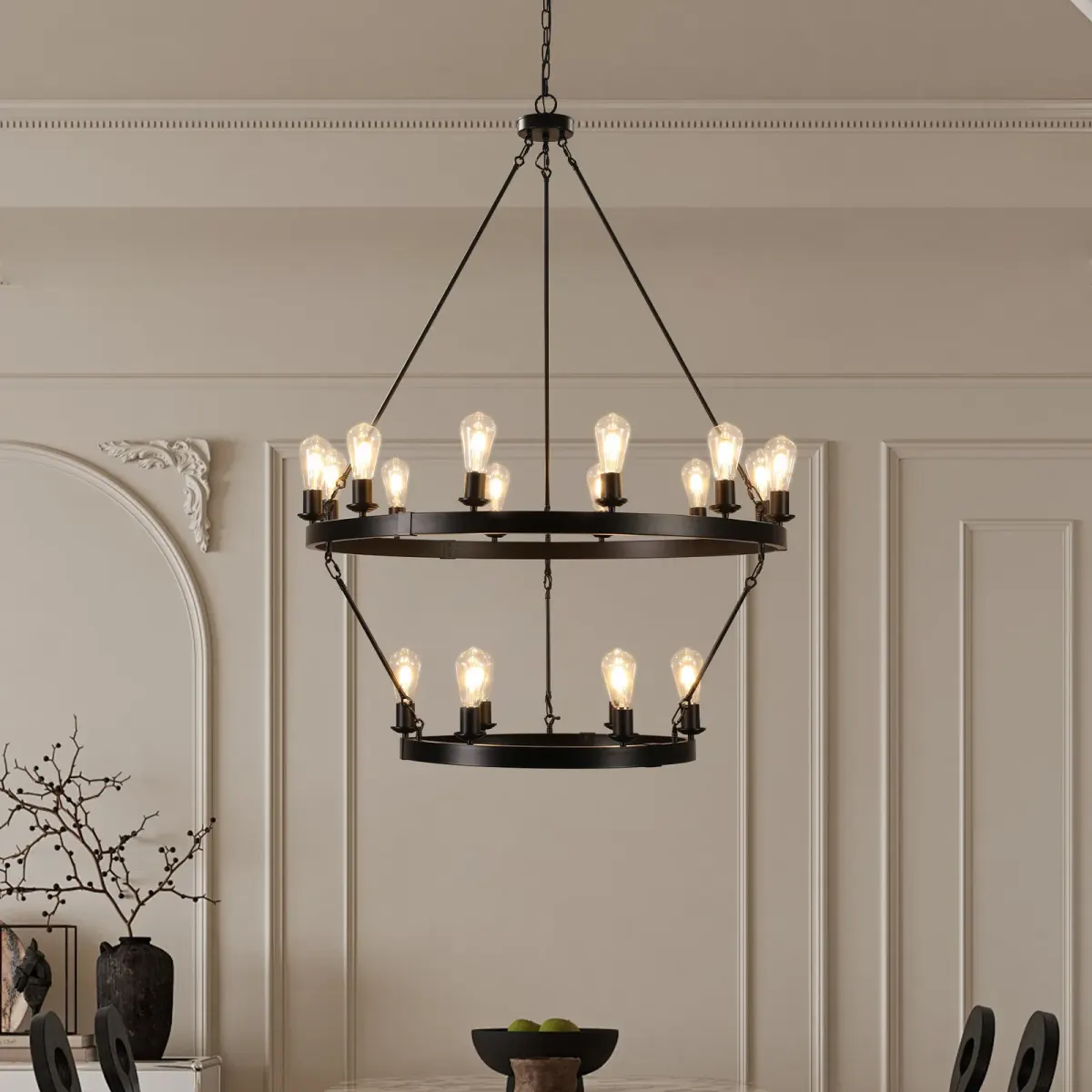 Chandelier, 40.2 in, black, view 2