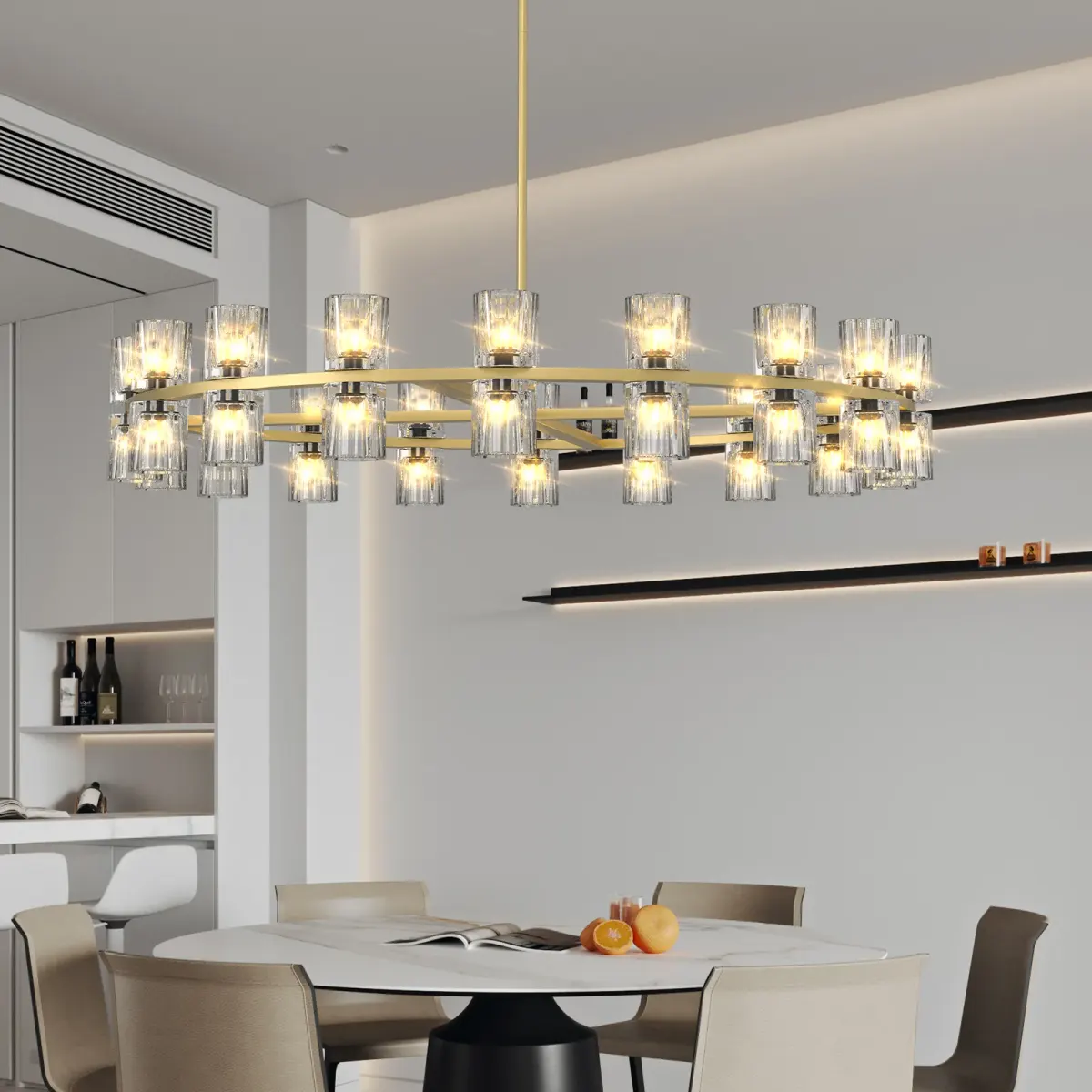Crystal chandelier, 35.8 in, gold, view 2