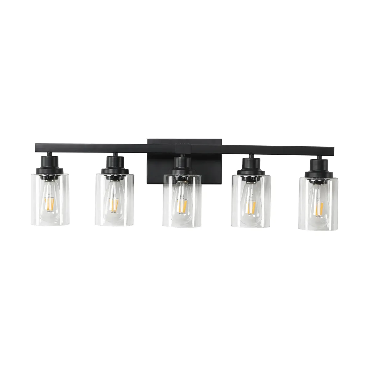 Clear glass vanity bar, black