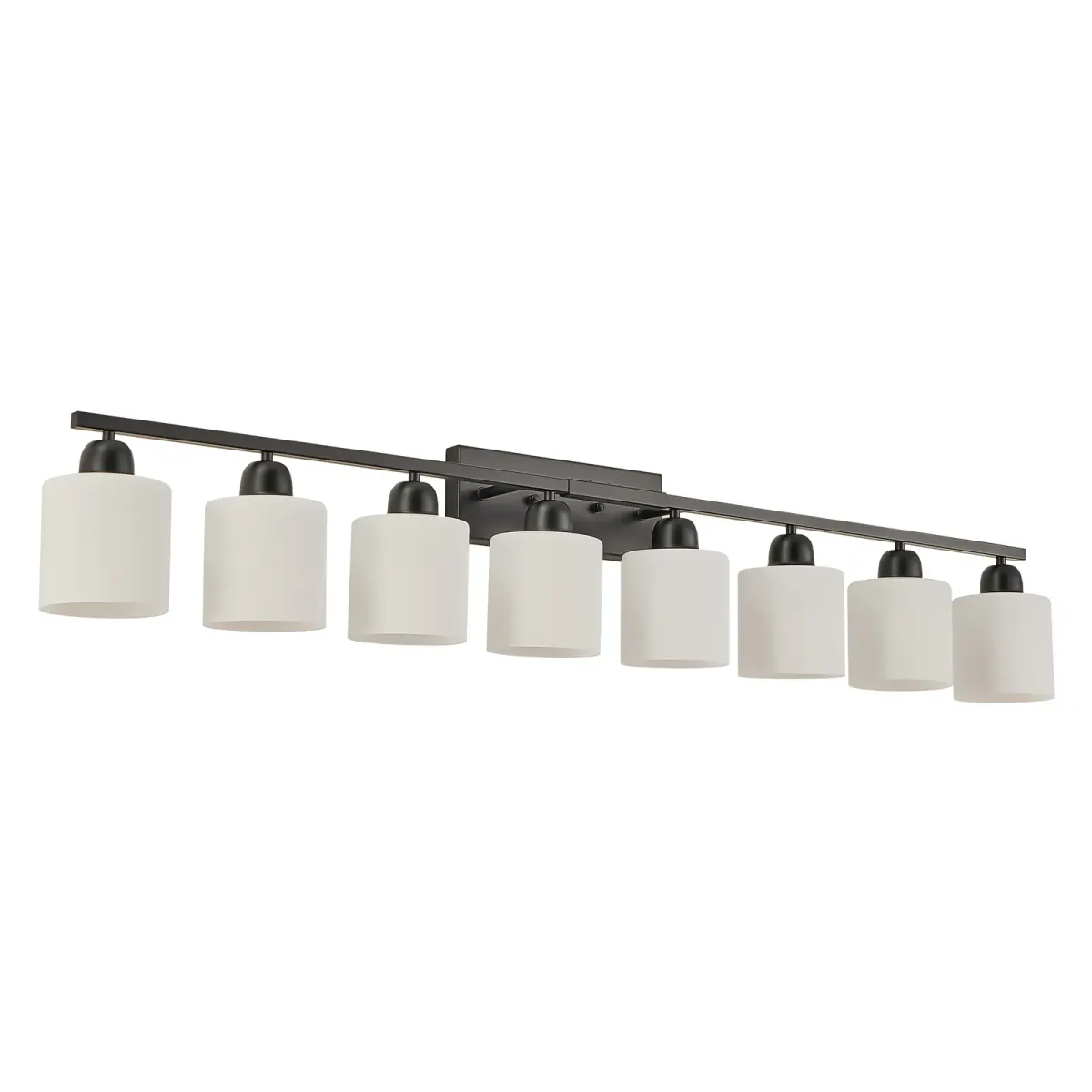 Frosted glass vanity bar, 8 lights, black, view 6