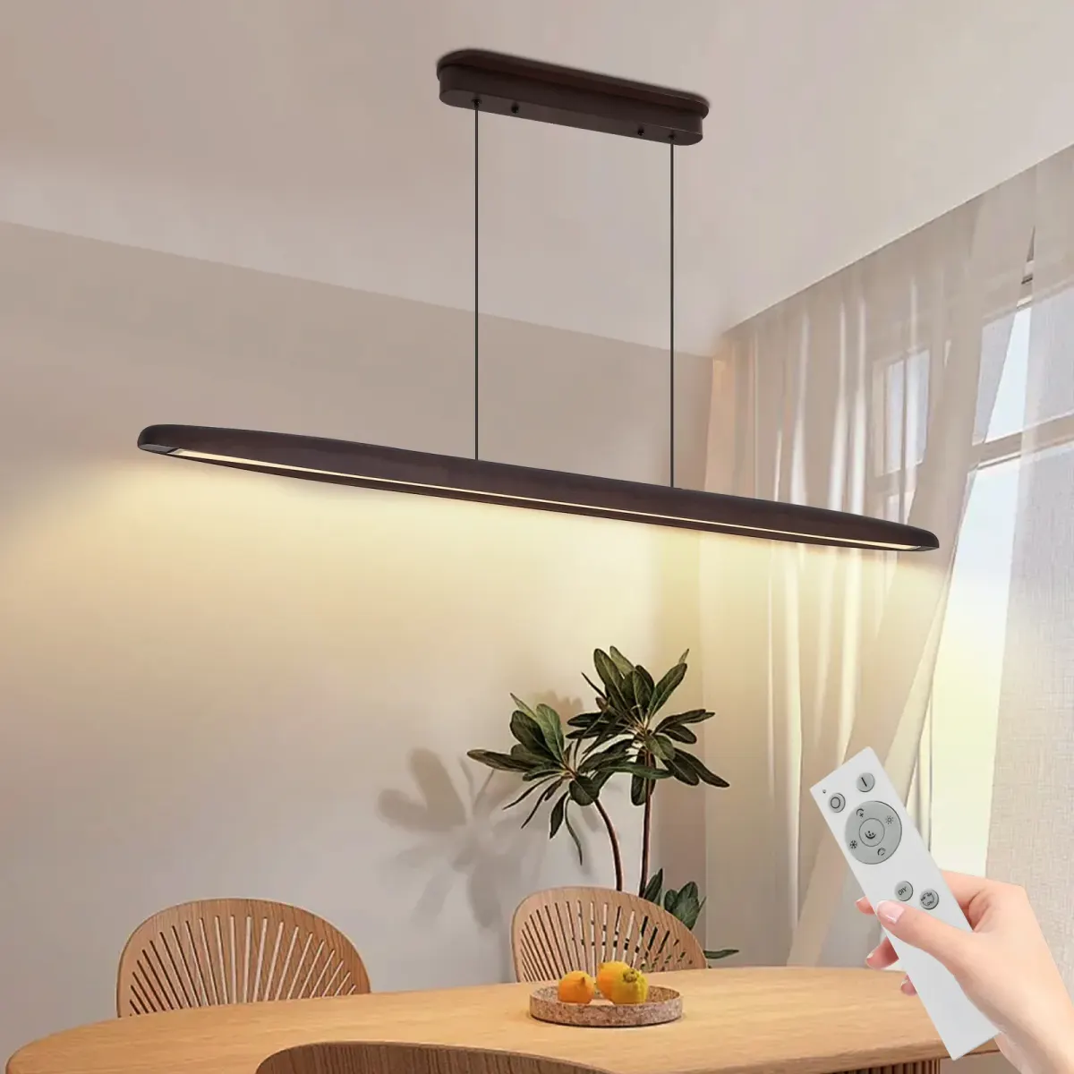 Wood pendant L019001, 51.2 in, walnut, view 4