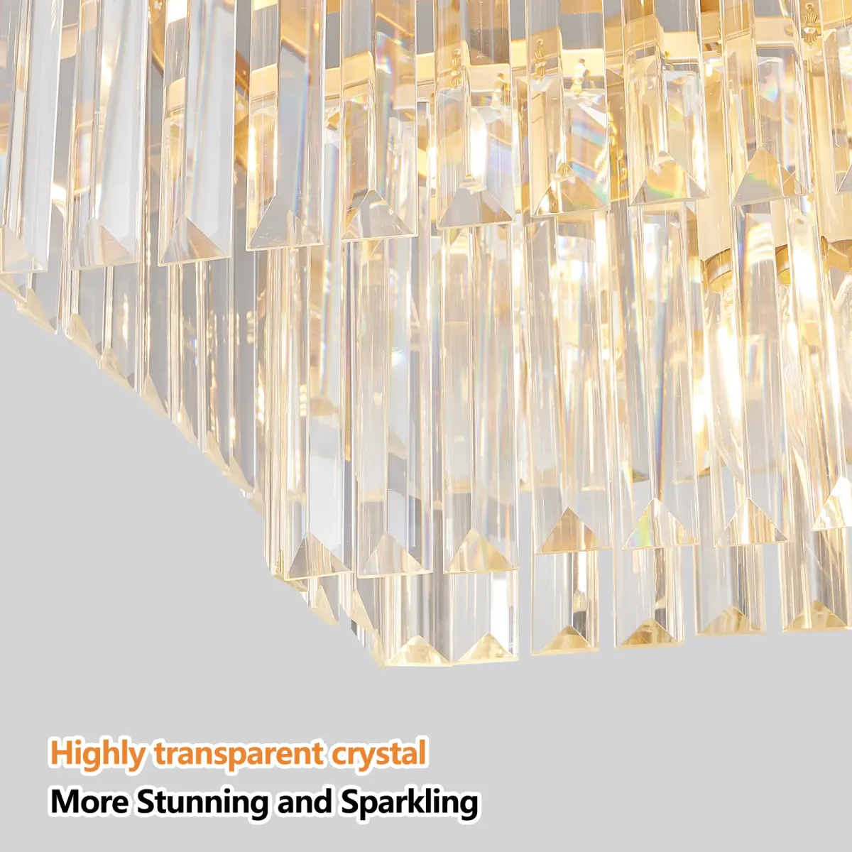 Crystal rectangle chandelier, 33.5 in, 33.5 in, gold, manufacturer image 2