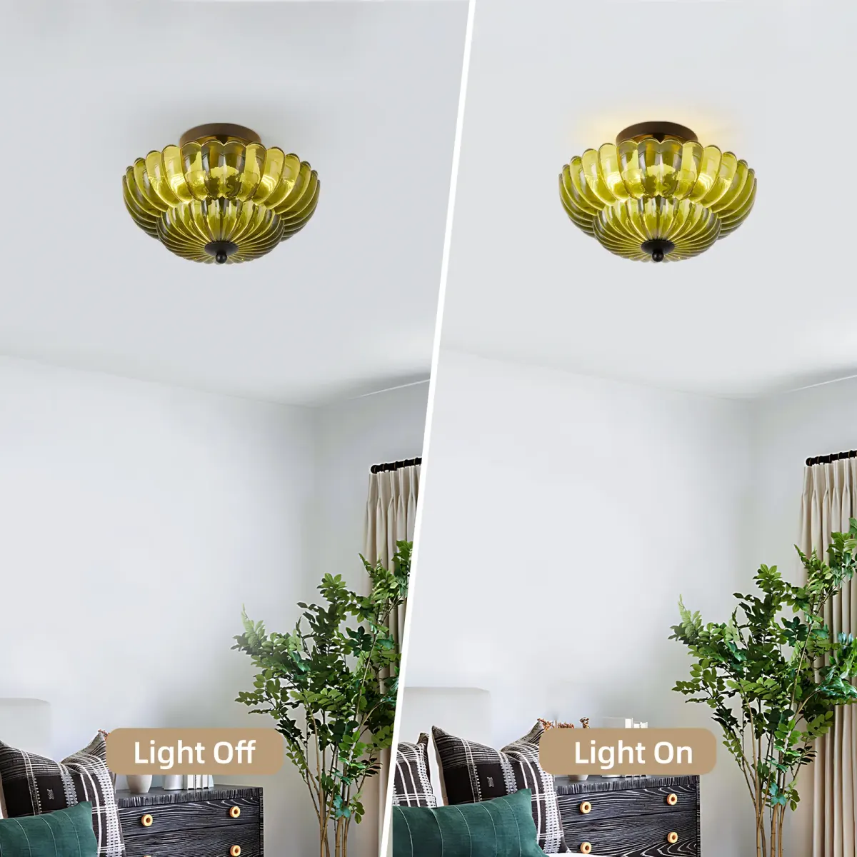 Glass semi-flush mount, 11.8 in, green, view 3