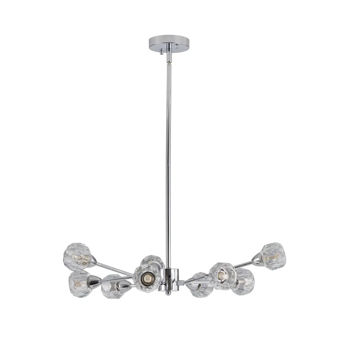 Crystal chandelier, 9 lights, chrome