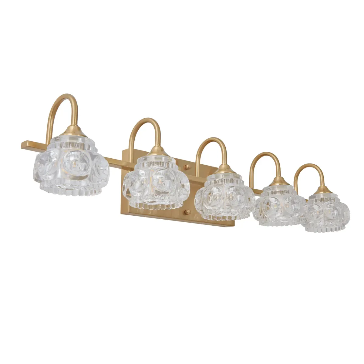 Crystal glass vanity bar, 5 lights, gold, view 6