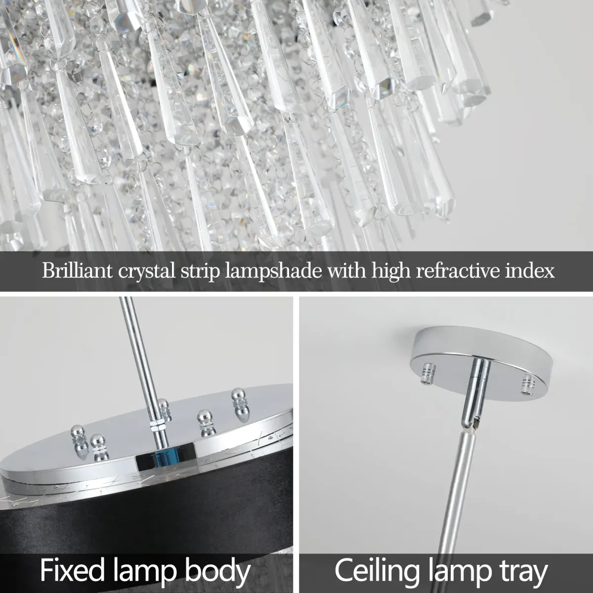 8-light crystal chandelier, 17.9 in, clear, manufacturer image 2