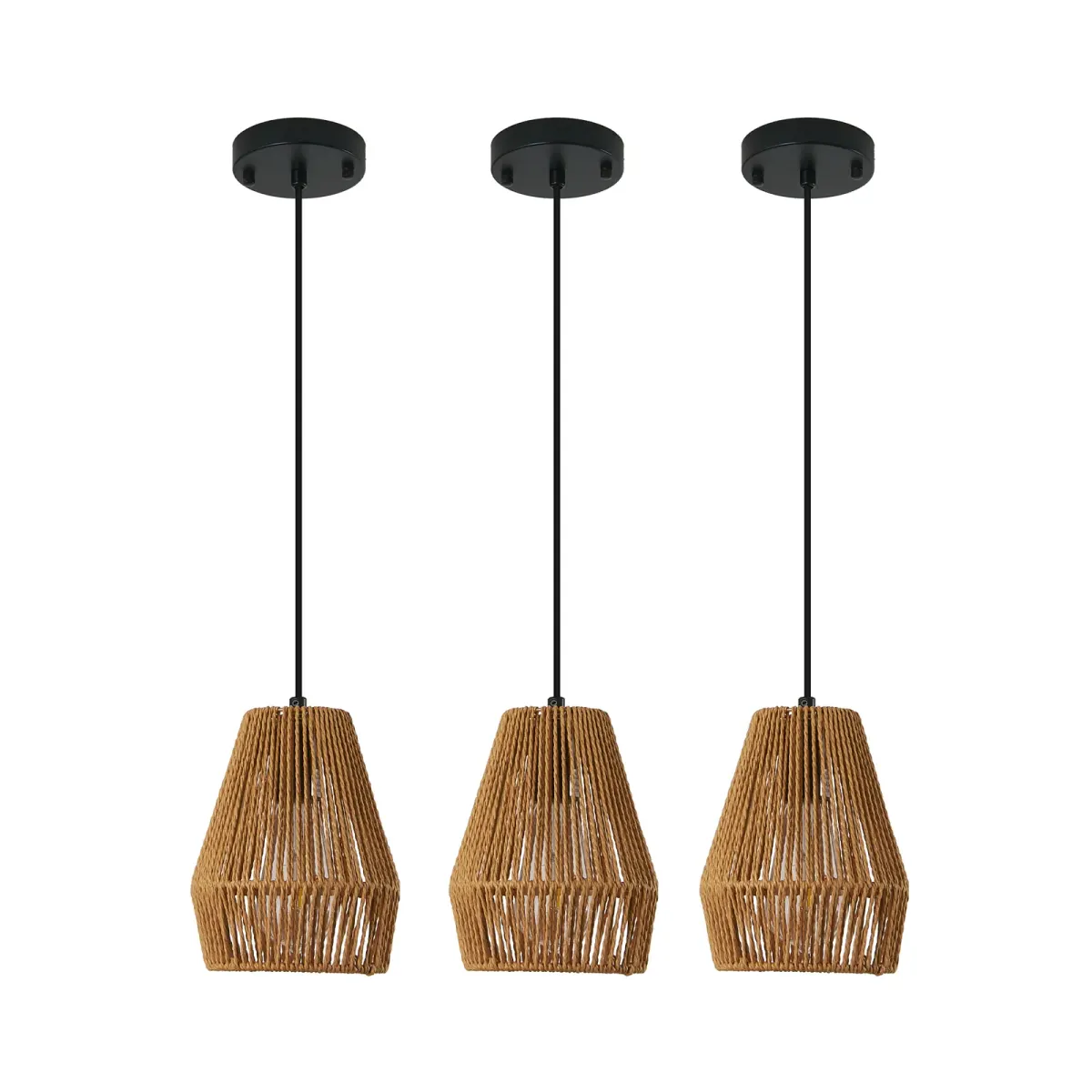 Rope pendant, 6.7 in, wood, wood