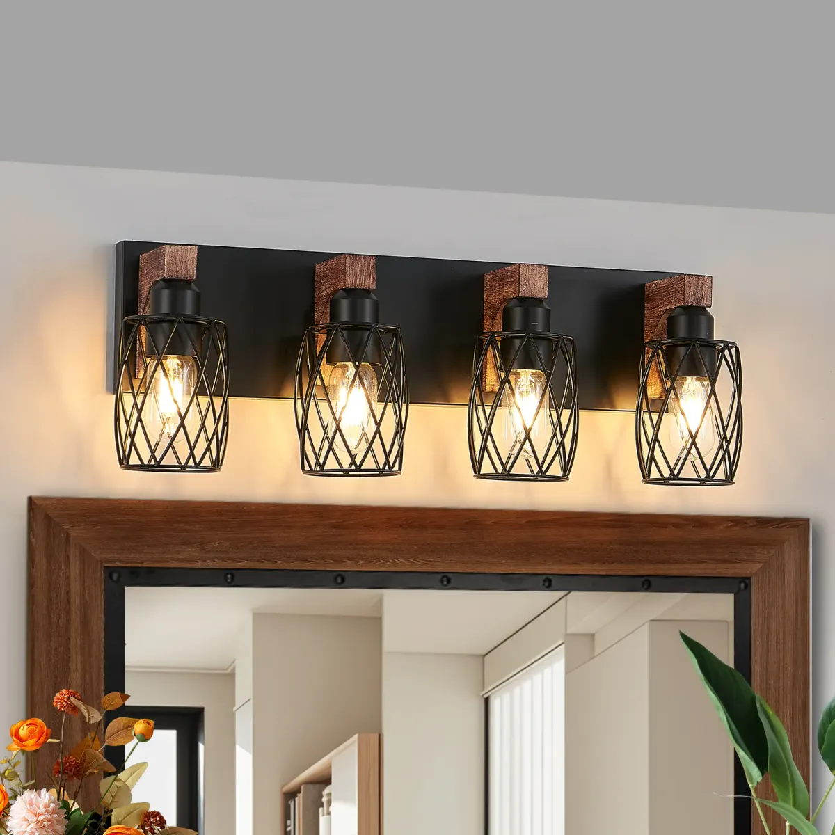 Cage wall sconce, 4 lights, walnut, view 5