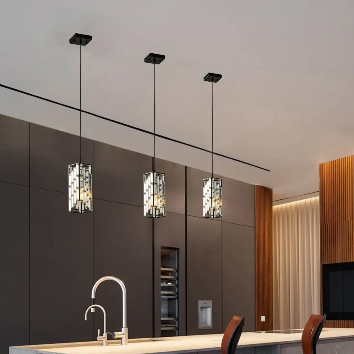 Crystal pendant, 4.1 in, black, view 2