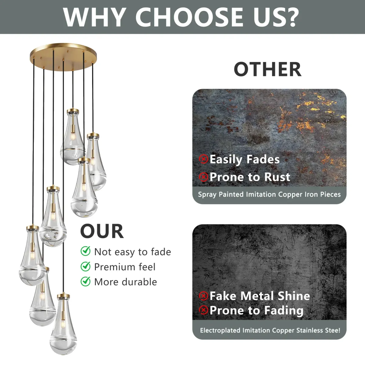7-light chandelier, gold, manufacturer image 3
