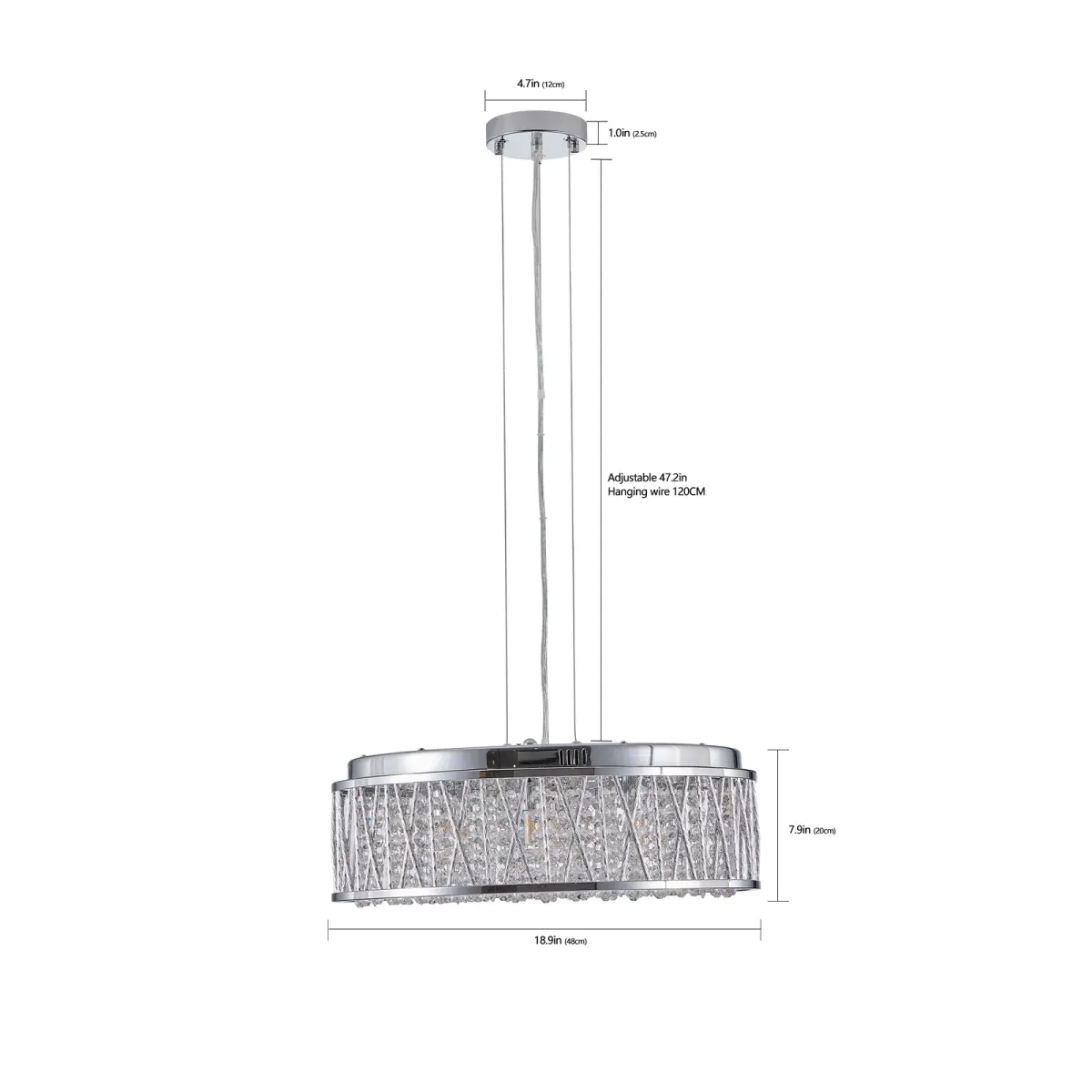 Crystal chandelier, 18.9 in, silver+clear, view 5