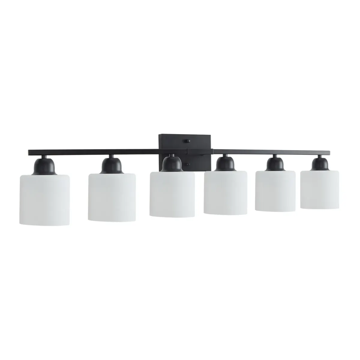 Frosted glass vanity bar, 6 lights, black, view 7