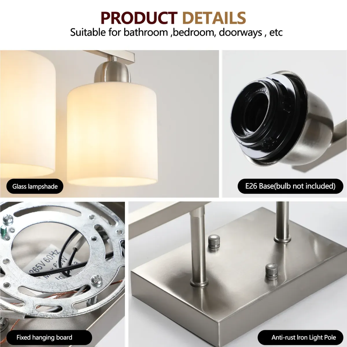 Frosted glass vanity bar, 5 lights, chrome, manufacturer image 1
