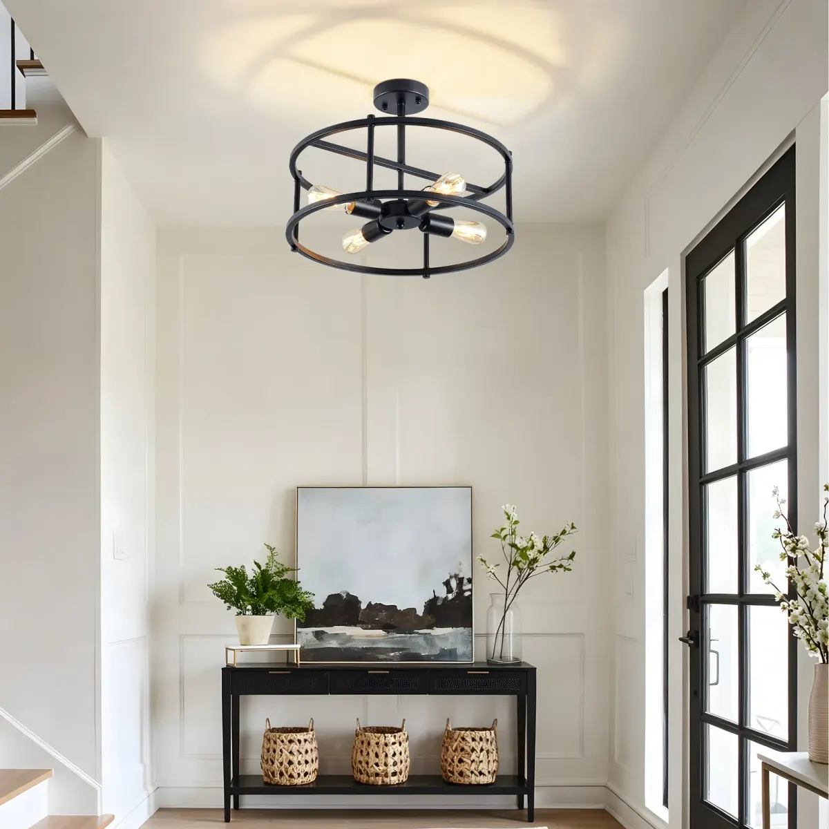 4-light chandelier, black, view 2