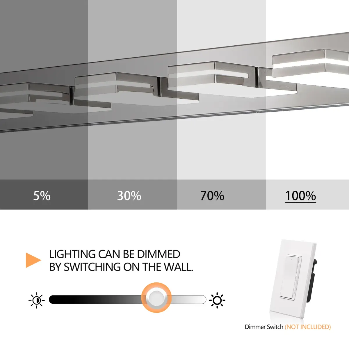Minimalist LED vanity bar, 5 lights, chrome, manufacturer image 2