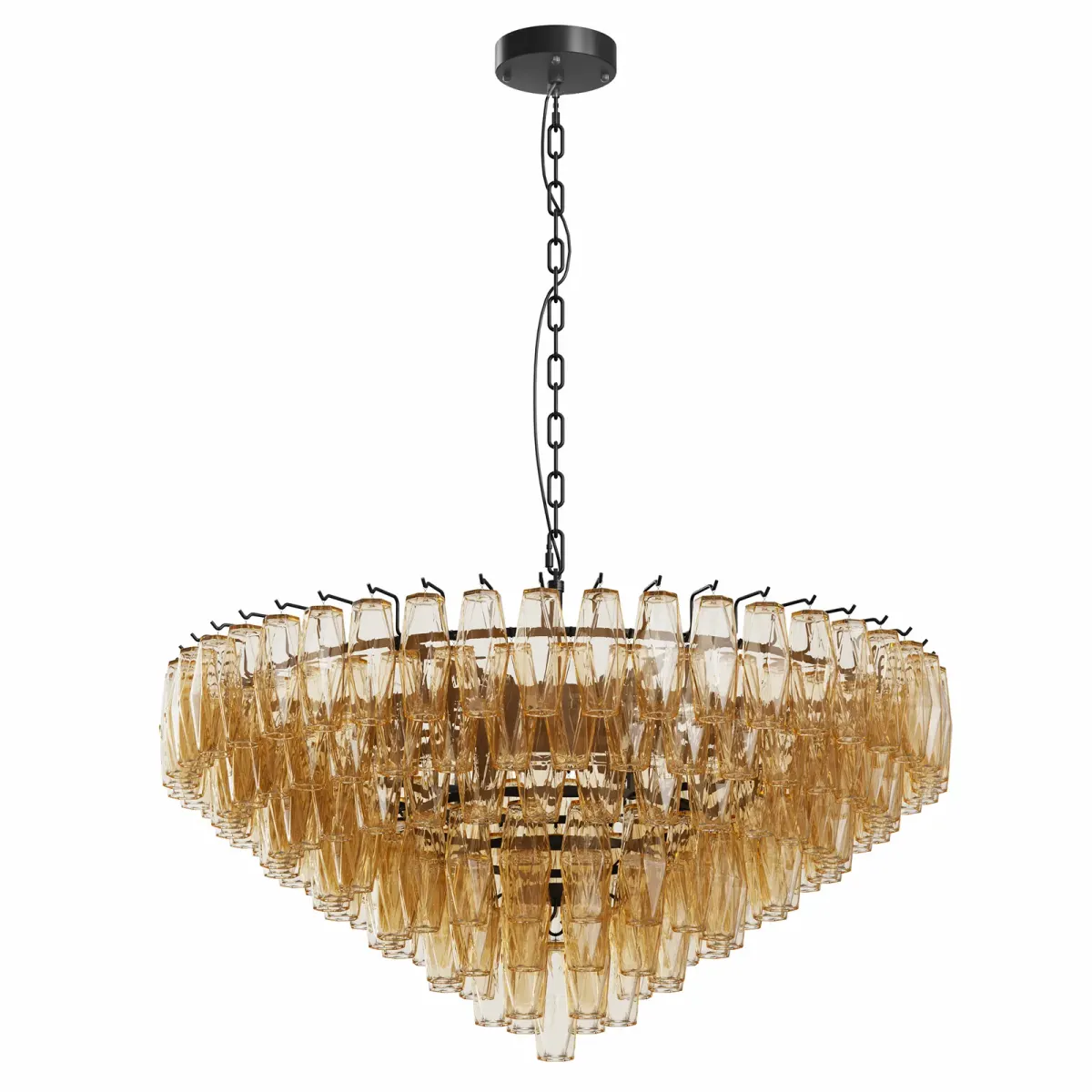 14-light tiered chandelier, black, black