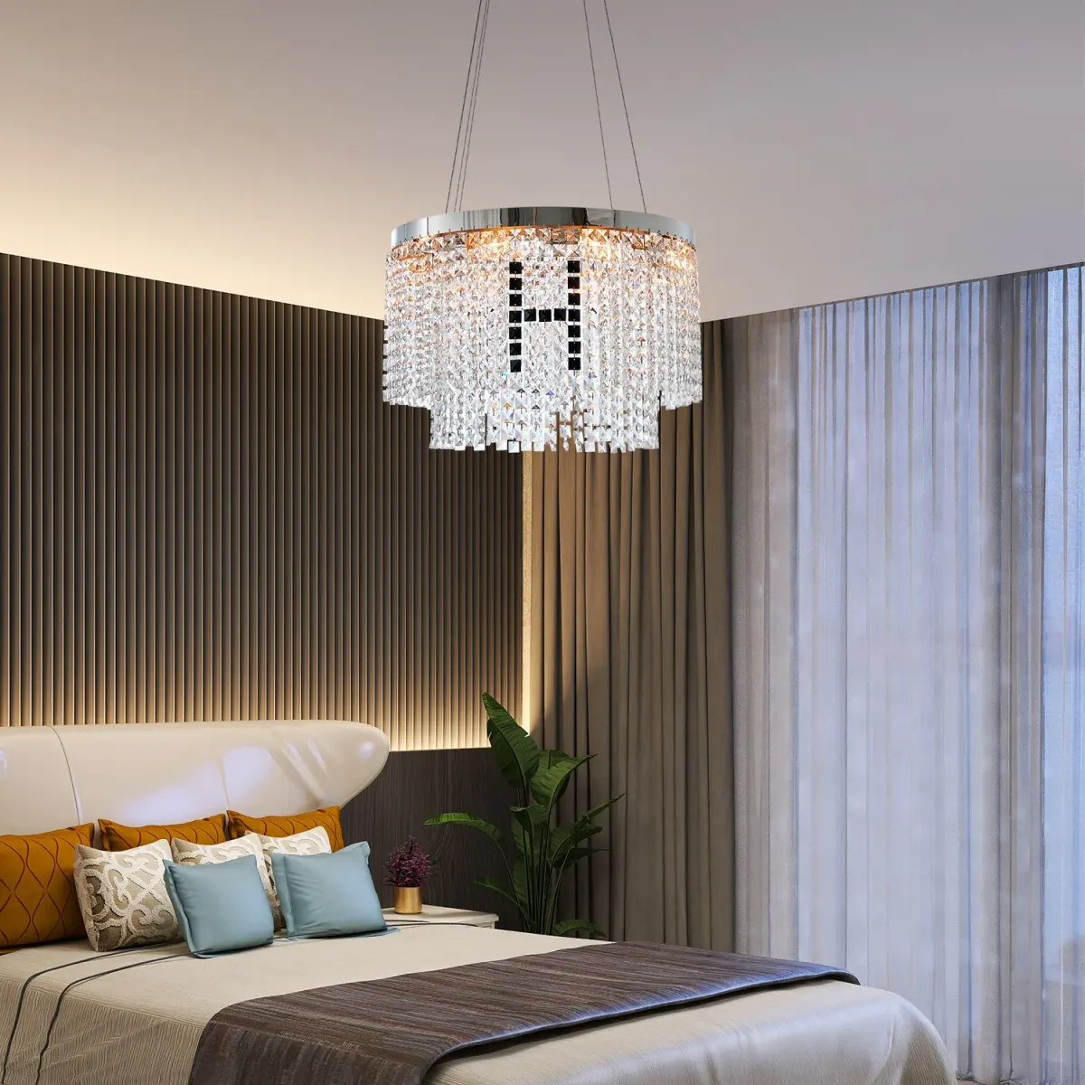 Crystal chandelier, 23.6 in, clear