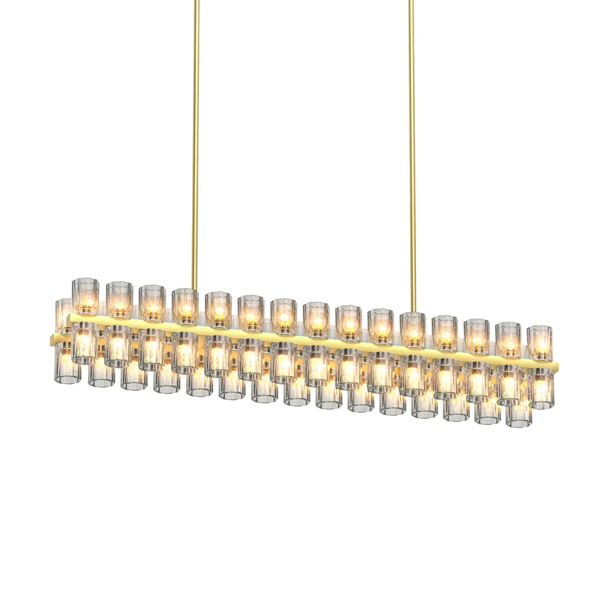 Crystal rectangle chandelier, 53.5 in, gold, view 3