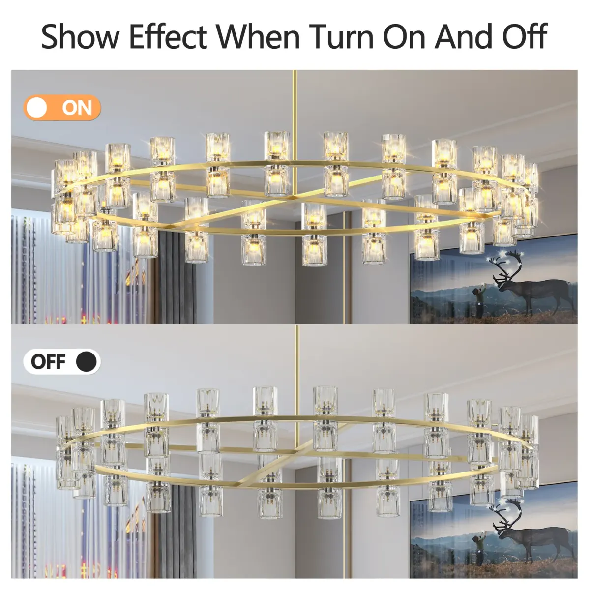 48-light crystal wagon wheel chandelier, gold, manufacturer image 1