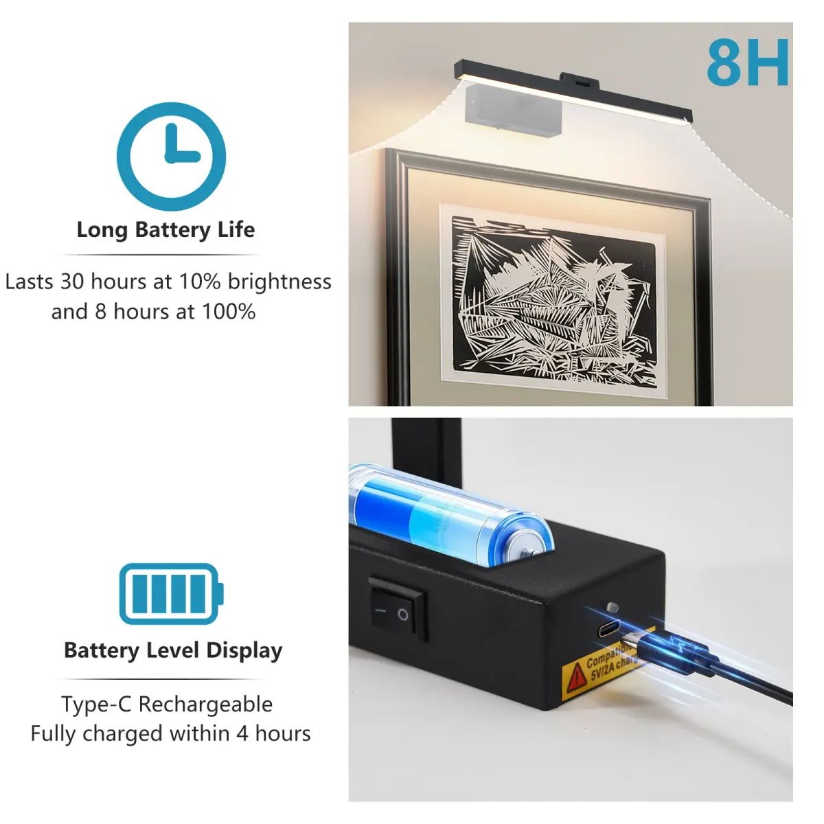 LED picture light, 15.9 in, black, manufacturer image 1