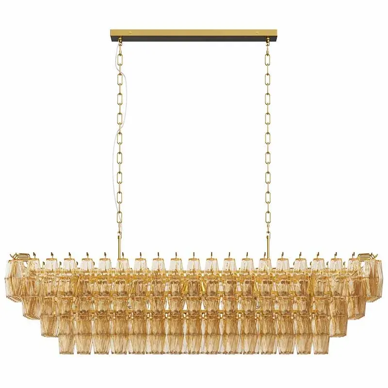 12-light rectangle chandelier, gold, view 7