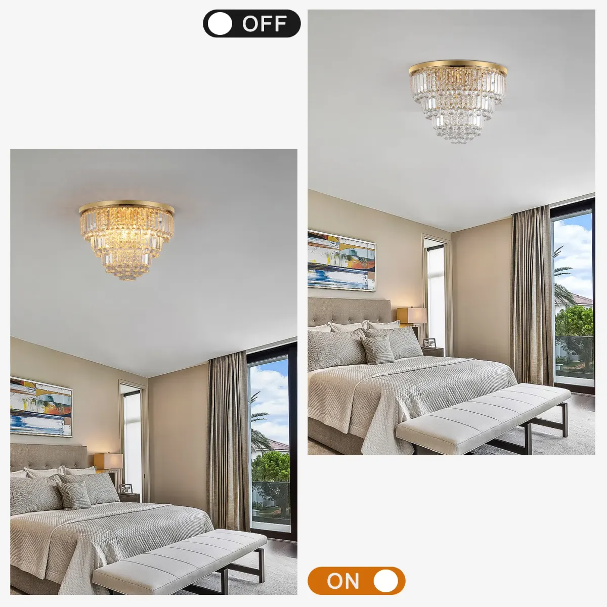 Crystal chandelier, 19.7 in, gold (L005007-D500-C6G), view 5