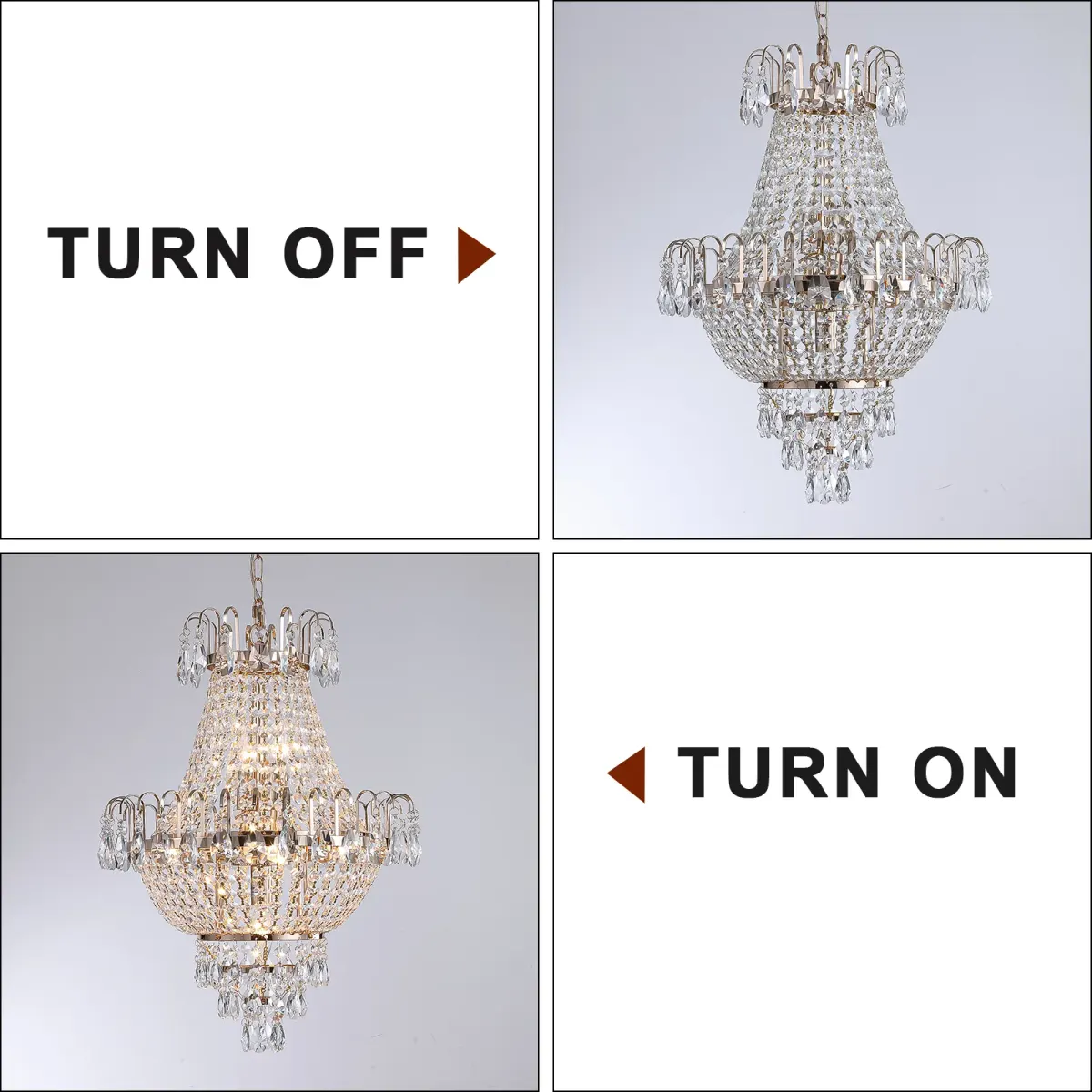 Crystal chandelier, 16.9 in, gold, manufacturer image 2