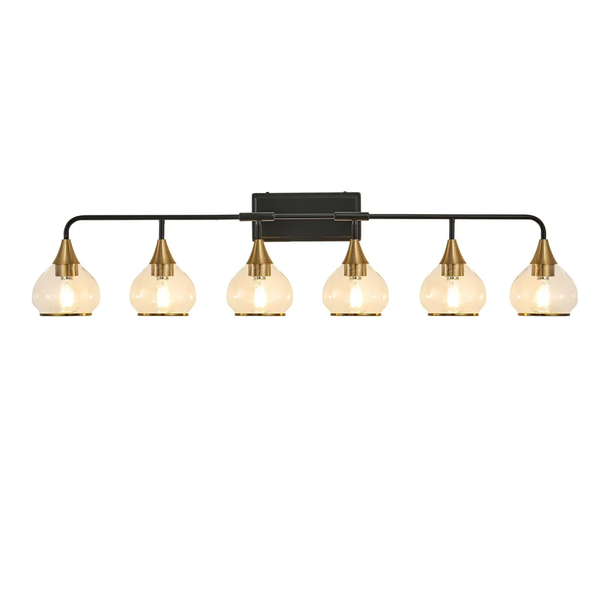 Clear glass vanity bar, 3–6 lights, 22.6–48.1 in, 6 lights, black and gold, view 6