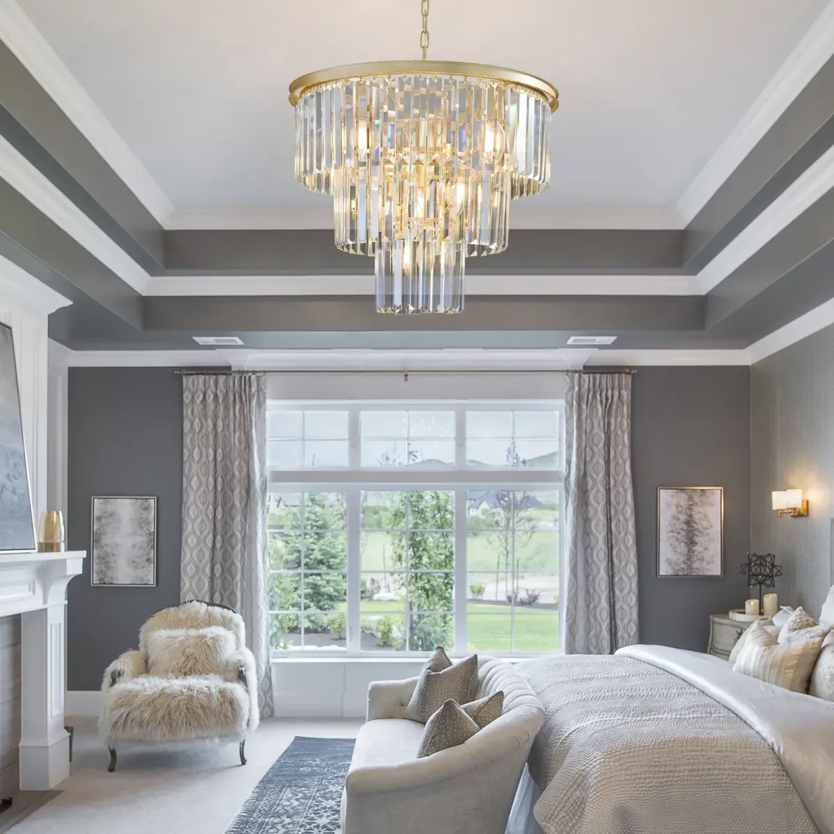7-light crystal chandelier, gold, view 6