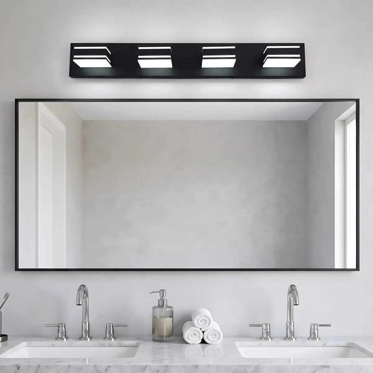 Acrylic vanity bar, 3–6 lights, 23.6–47.2 in, 4 lights, black, view 4
