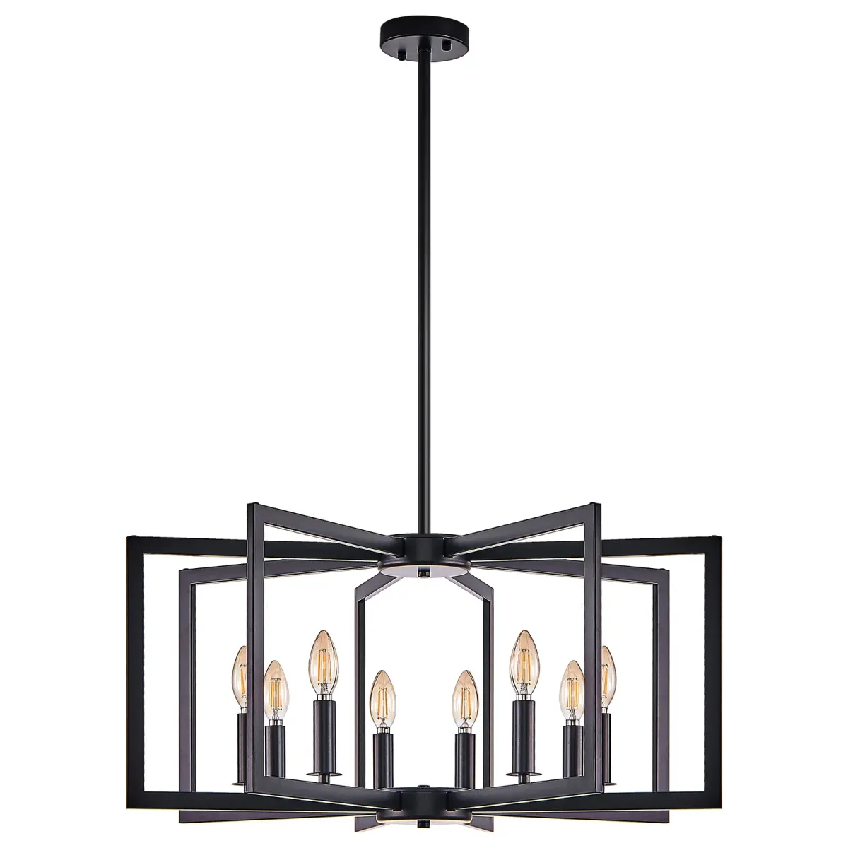 8-light geometric chandelier, black, view 9