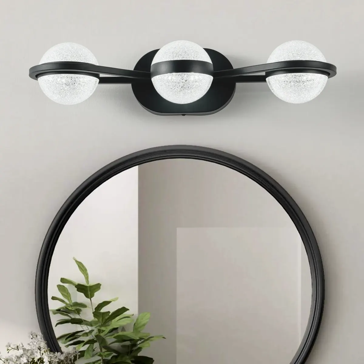Acrylic crystal vanity bar, 21.1 in, black, view 2