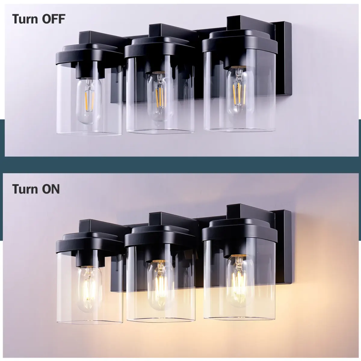 Clear glass vanity bar Z001004, 3 lights, black, view 4