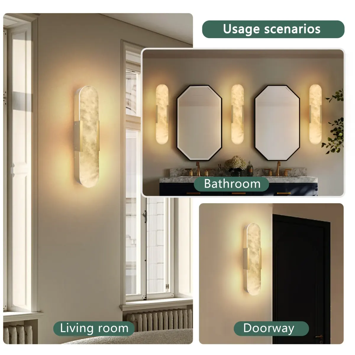 Marble wall sconce, 3.9 in, 3.9 in, gold, view 4