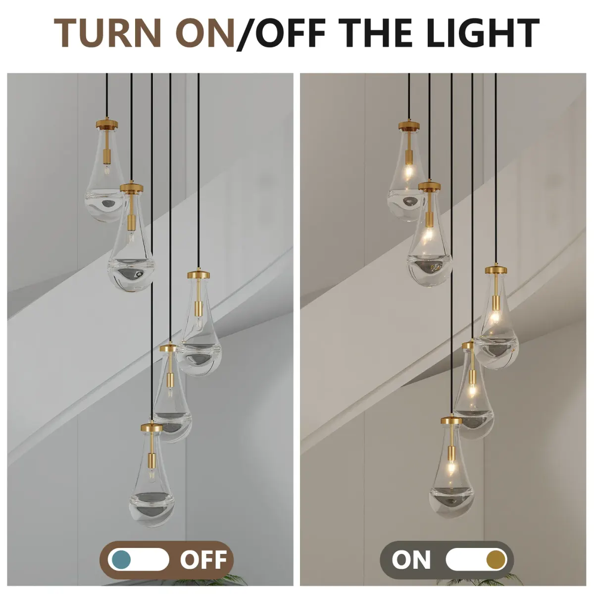 5-light chandelier, gold, view 7