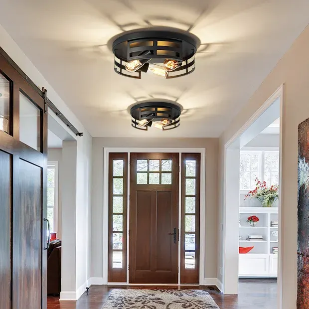 2-light flush mount, 13 in, black, view 2