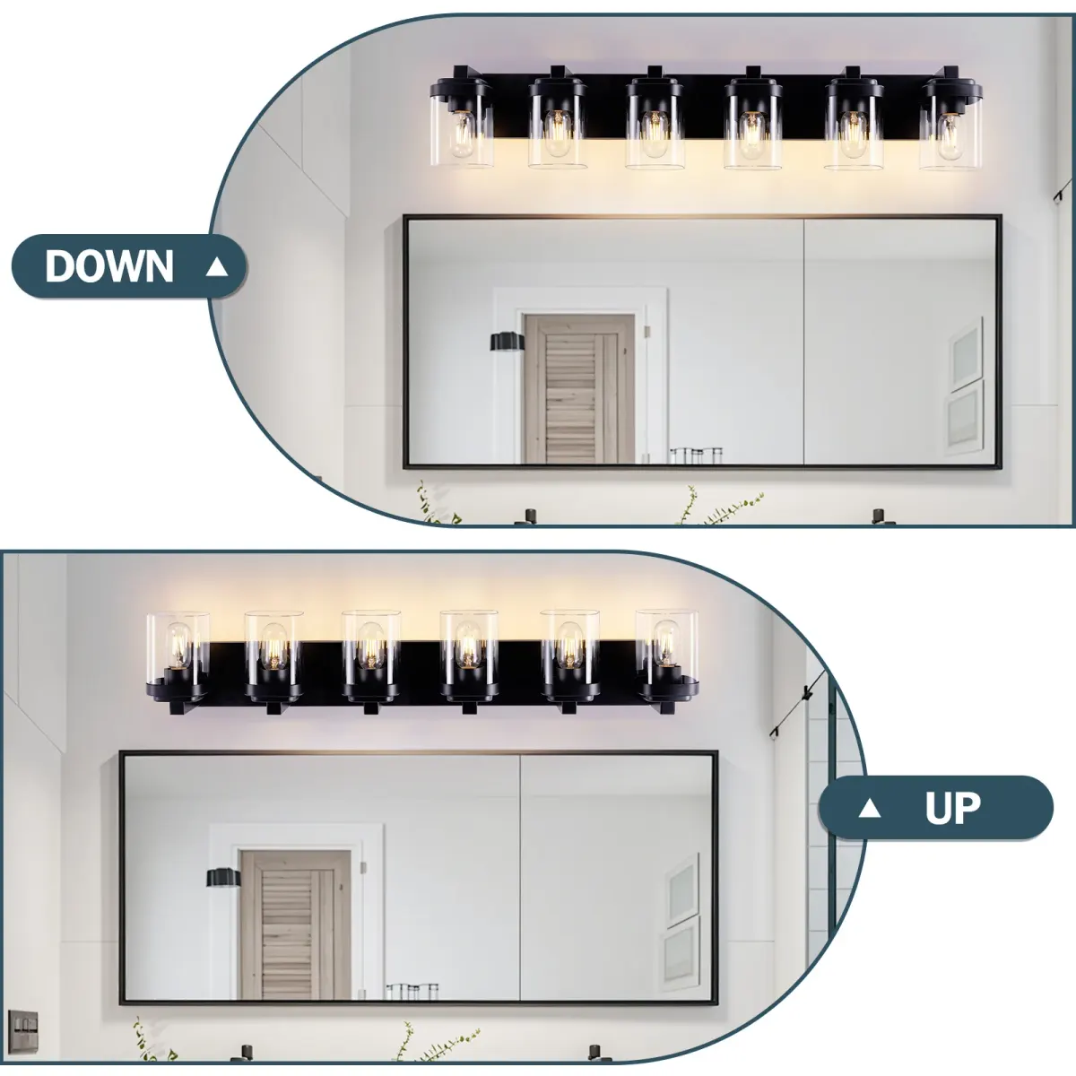 Clear glass vanity bar Z001004, 6 lights, black, view 3