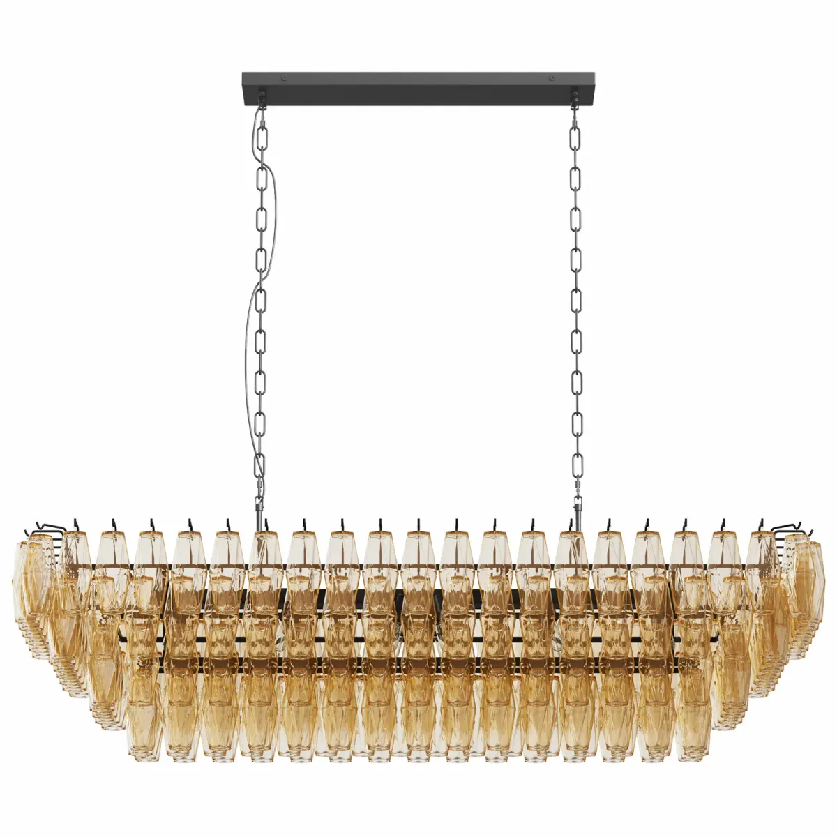 12-light rectangle chandelier, black, black