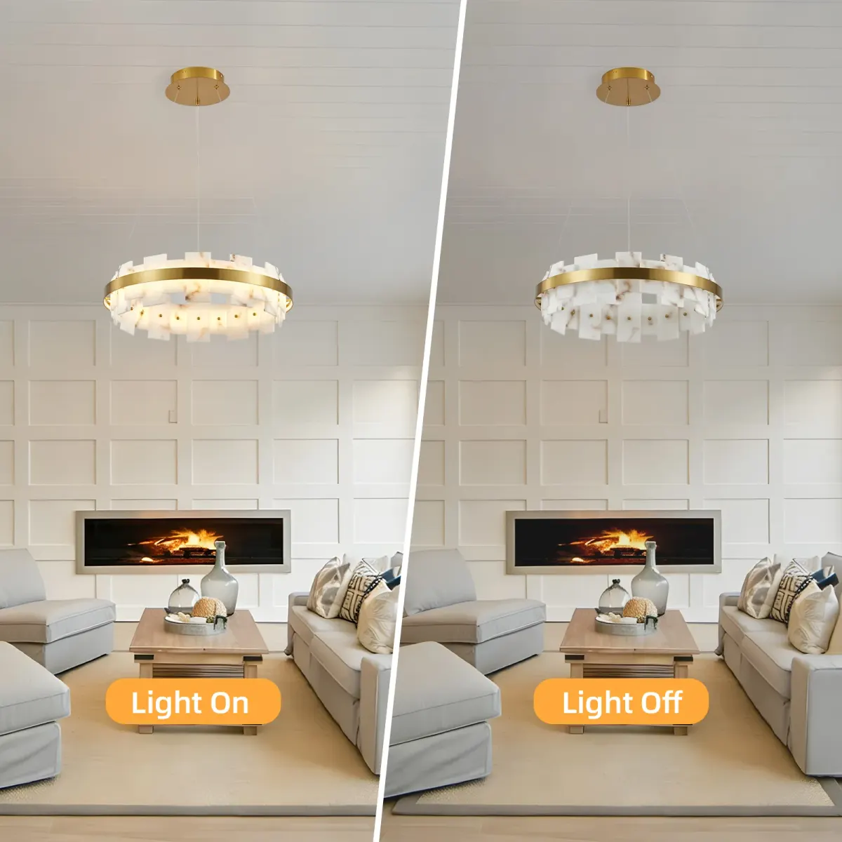 Linear chandelier, 19.7 in, gold, view 2