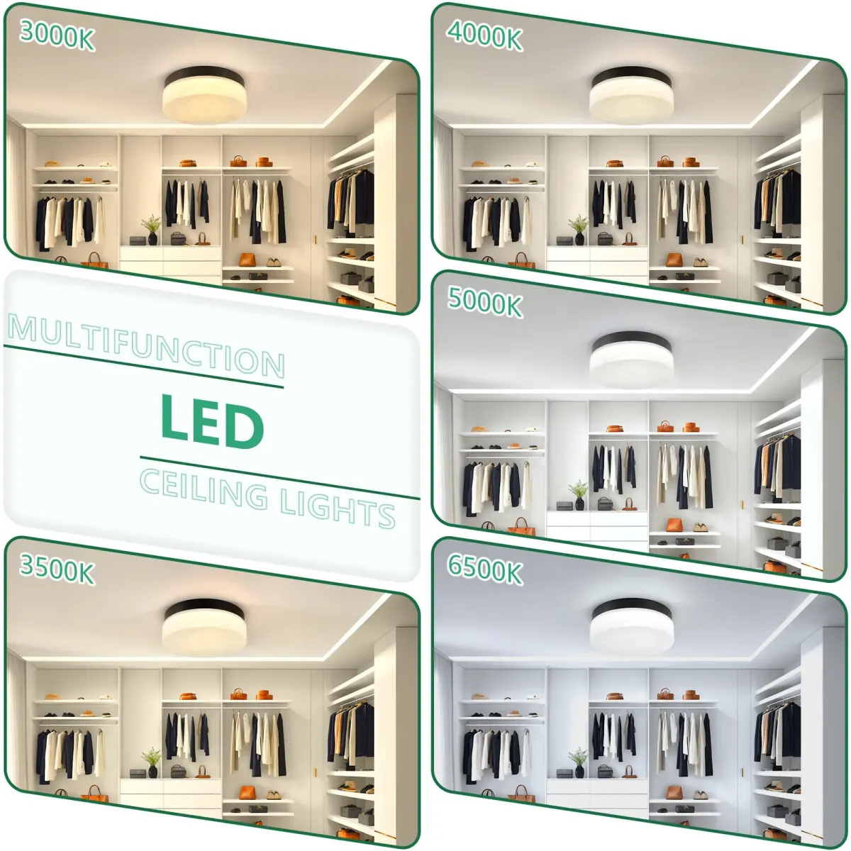 Low-profile LED flush mount, 11.4 in, black, view 7